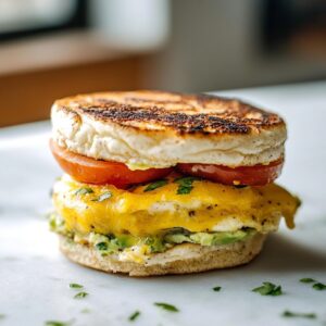 Essensvorbereitung von Frühstückssandwiches